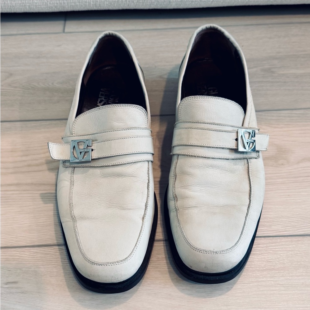 Gianni Versace White Suede Loafers / Slippers, Made in Italy, Size US 9.5/ EU 43